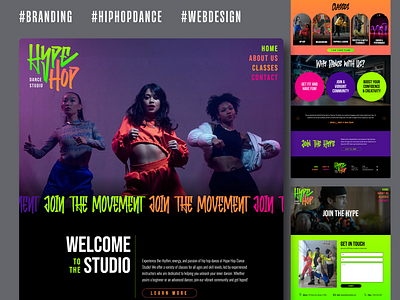 Hip Hop Dance Studio Website Template branding dance dancestudio design hiphop limegreen neon showit template vibrant webdesign website