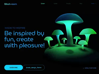 Mesh-room 3d animation 3danimation animation on hover neonmushroomanimation spline splineanimation ui