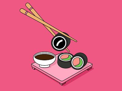 Invitation for dinner. Archlet. chopsticks dinner food illustration invitation japanese cuisine sushi vector