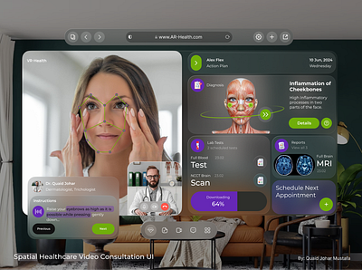 Spatial Healthcare Video Consultation - AR 3d ar augmented reality branding doctor graphic design healthcare hospital medical innovation patient telehealth telemedicine ui video call video conferrence
