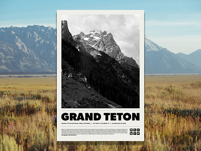 Grand Teton National Park Poster editorial grand teton jackson hole minimal national park poster poster design