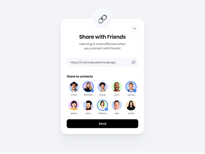 Share link with contacts pop-up app design cards design contacts design link mobile ui pop up share ui users ux