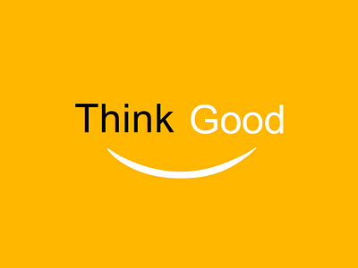Branding, logo design for positive mood brand - ThinkGood brand flat branding logo personal growth smile symbol logo typographic logo yellow yellow brand