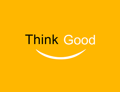 ThinkGood, logo design for positive mood brand brand flat branding logo personal growth smile symbol logo typographic logo yellow yellow brand