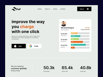 Web header design anik clean design earn landing page landing page design product ui web design website