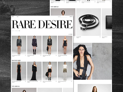 E-commerce Rare Desire concept clean clothes collection creativity design ecommerce fashion inspiration item landing layout minimalist online store page product scroll shopping ux ui design webdesign website