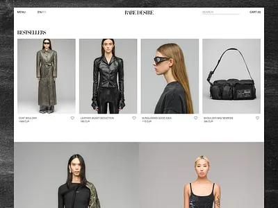 E-commerce Rare Desire concept scroll branding clean clothing collection concept creativity design fashion inspiration landing layout minimalist online store page product scroll shopping ux ui design webdesign website