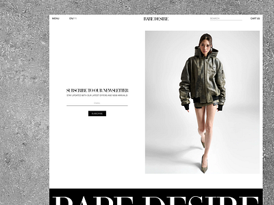 E-commerce Rare Desire concept branding clean clothes collection creativity design fashion field graphic design inspiration layout minimalist newsletter online store page product shopping subscribtion webdesign website