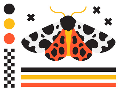 Moth Illustration animals black checkered design graphic design illustration modern moth orange yellow