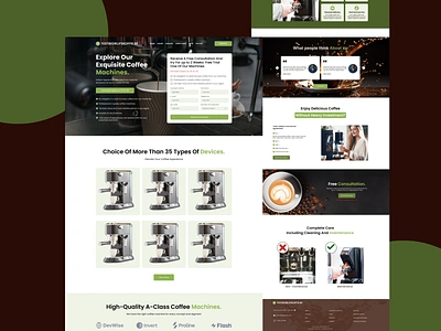 Coffee Machines Landing Page coffee coffee landing page coffee machine graphic design landing page landing page ui ui