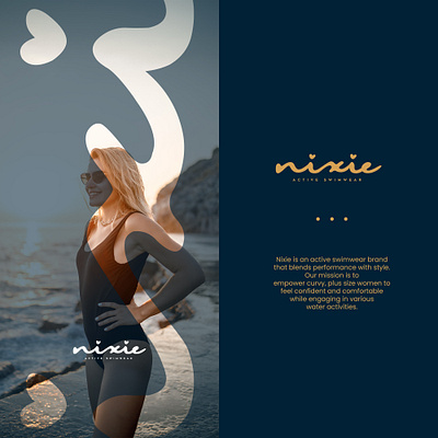 nixie active swimwear brand branding design graphic design illustration logo logo design modern professional simple swim swimwear vector