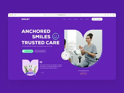 medical Dental - Smiley branding care clinic dashboard dental dentist health hospital landingpage medical purple website