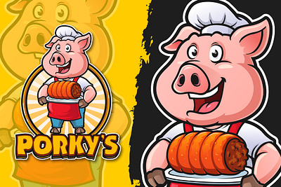 Porky's Logo Restaurant animal cartoon animal logo brand brandidentity branding cartoon cartoon character cartoon logo character design design fnb graphic design illustration logo logo design mascot mascot logo porkys restaurant logo typography