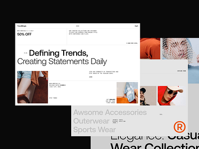 TrendMingle - Urban Streetwear Landing brand branding catalogue clean cloth design editorial design exploration homepage landing page minimalism streetwear swiss design ui uidesign uiux web design website