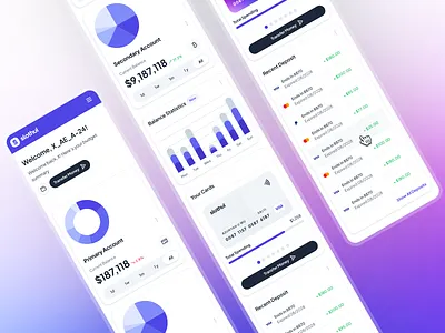 slothUI - World's Laziest Design System - Finance App Mobile UI banking app banking ui budgeting app chart ui clean credit card ui design system finance app finance ui fintech app fintech ui gradient minimal modern purple soft table ui transaction app ui ui kit
