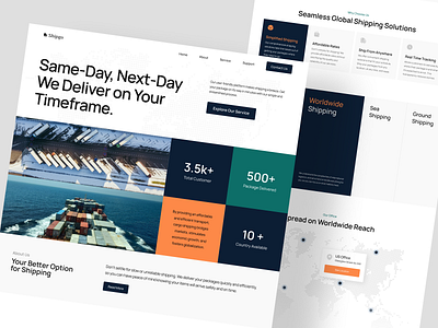 Shipgo - Shipping Landing Page box cargo cargo shipping cargo web delivery freight landing page logistic logistic web package shipment shipping uiux uiux design website website design