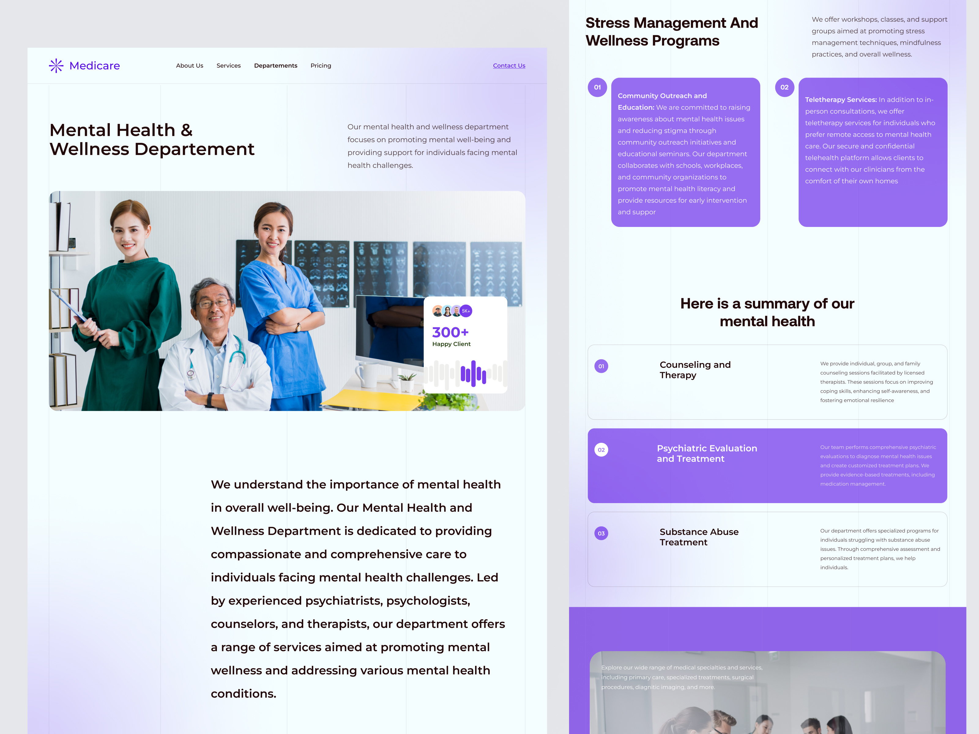 Medicare - Departements Details clean departements detail departements detail healthcare design doctor dribbble health health care healthcare hospital landing page medical medical care modern uiux user interface web web design website website design