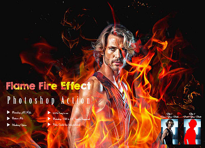 Flame Fire Effect Photoshop Action fire make