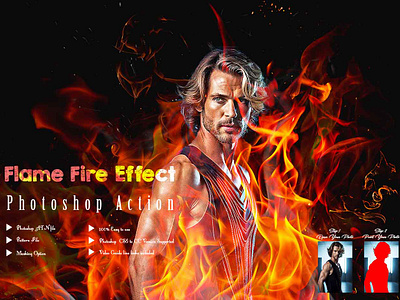 Flame Fire Effect Photoshop Action fire make