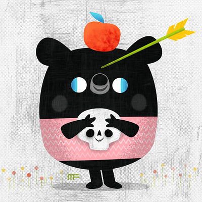 Hold on to those you love. apple arrow bear branding character design cute design illustration kawaii skull tweedlebop ui