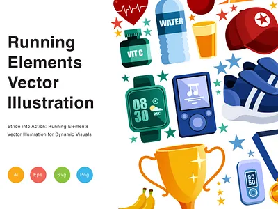 Running Elements Vector Illustration fruits