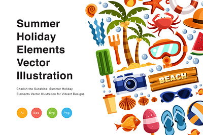 Summer Holiday Elements Vector Illustration camera