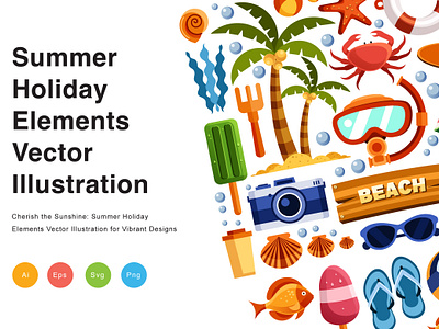 Summer Holiday Elements Vector Illustration camera