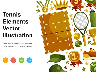 Tennis Elements Vector Illustration trophy