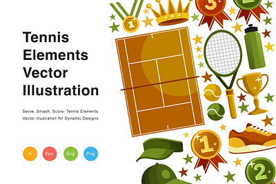 Tennis Elements Vector Illustration trophy