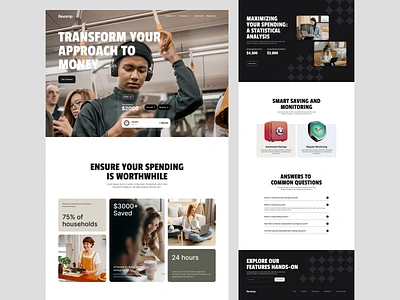 Landing page for savings app branding clean design desktop hero section homepage landing page layout minimalist photography responsive typography ui ux website whitespace