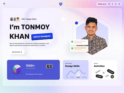 Tonmoy-Personal Portfolio website design clean resume creative design cv design modern personla portfolio personal portfolio portfolio design insparation portfolio landing page portfolio website resume template tonmoy khan trending portfolio design ui ux design website website design