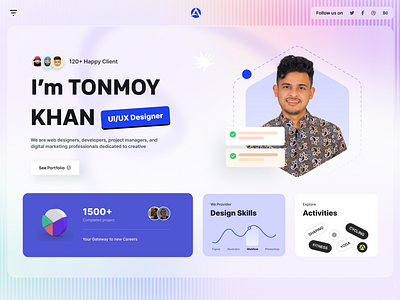 Tonmoy-Personal Portfolio website design clean resume creative design cv design modern personla portfolio personal portfolio portfolio design insparation portfolio landing page portfolio website resume template tonmoy khan trending portfolio design ui ux design website website design