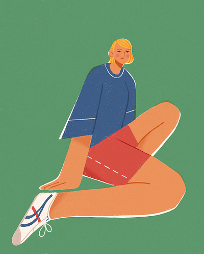 Girl branding character design flat girl illustration sketch sport summer vector
