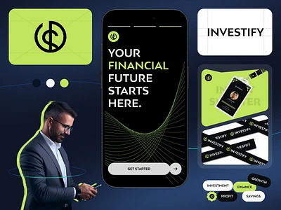 Investify - Fintech Branding banking app brand agency brand identity design finance finance branding fintech fintech branding graphic design identity design illustration logo logotype startup startups branding typography ui ux visual design visual identity