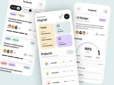 Task Management App | Project Management App Ui android app design application design daily task ui data visualization goal tracking habit tracking app interaction app mobile app design mobile application productivity app project management app project management tool statistics task list task management app tasks team management time management tools to do app user experience