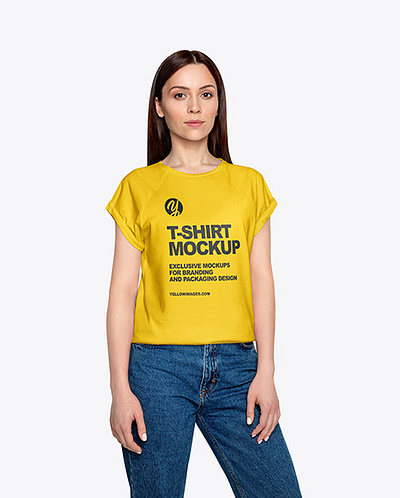 Free Download PSD Woman in T-Shirt Mockup free mockup psd mockup designs