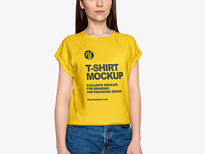 Free Download PSD Woman in T-Shirt Mockup free mockup psd mockup designs