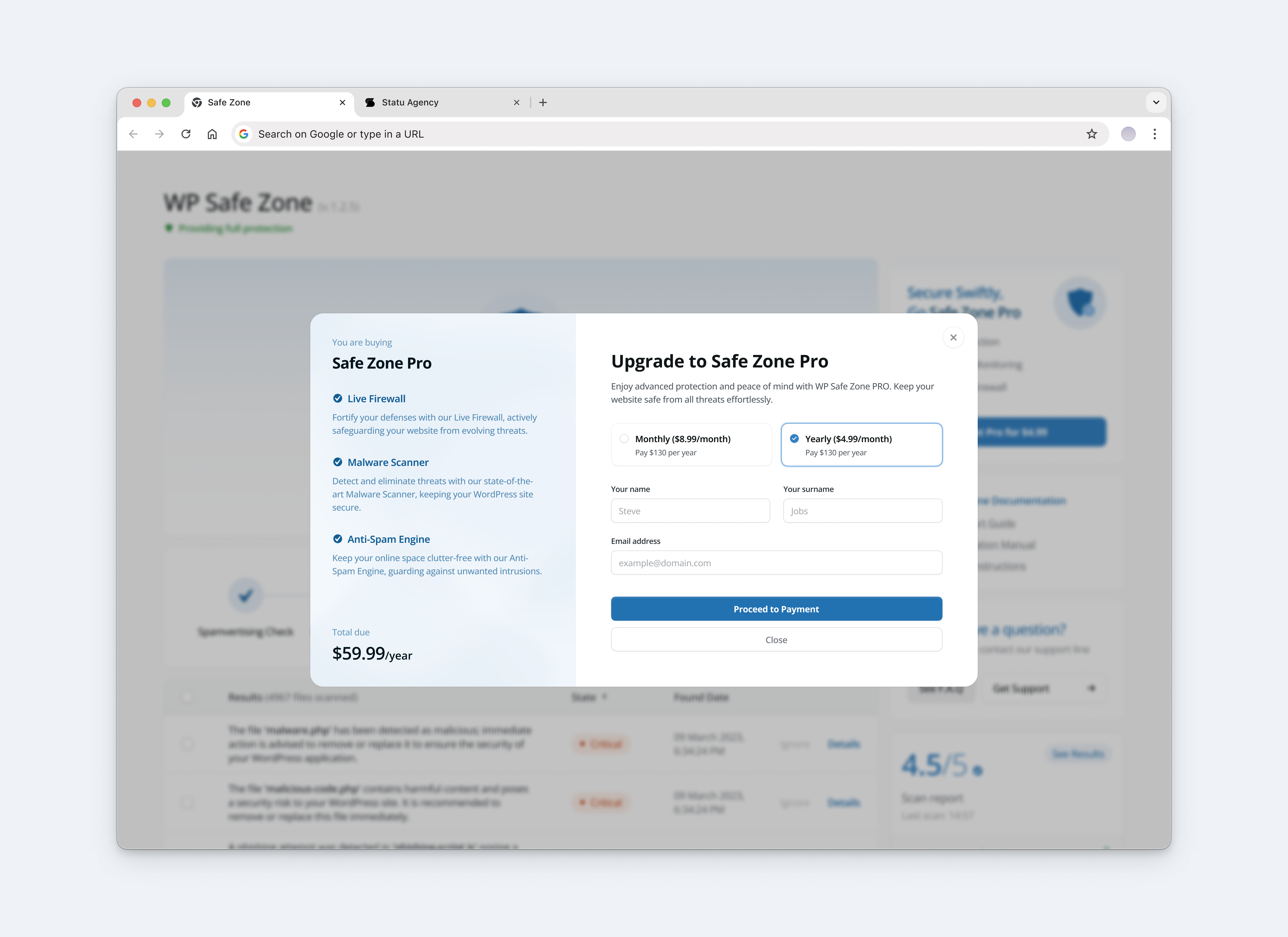 Safe Zone - Payment Modal blur design figma graphic design modal payment payment modal payment popup popup ui