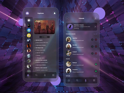 UI Design Discord Concept Mobile App appui branding conceptdesign discord graphicdesign mobile mobiledesign redesign ui uiapp uiux uiweb ux uxui webui