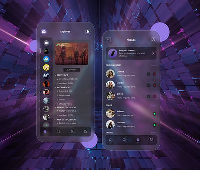 UI Design Discord Concept Mobile App appui branding conceptdesign discord graphicdesign mobile mobiledesign redesign ui uiapp uiux uiweb ux uxui webui