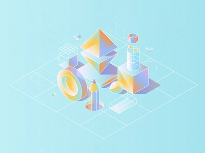 Abstract geometric shapes abstract coin composition design flower gedzdesign geometric gradient illustration isometric lines pencil retro shadow shapes static structure texture