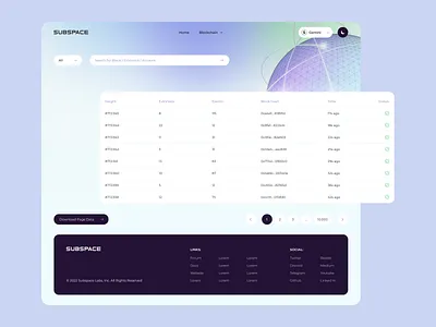 Subspace Network - Blocks app design block explorer blockchain blocks crypto cryptocurrency ui ui design ux ux design web 3.0 web app