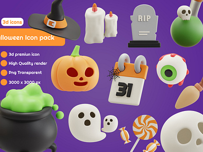 Halloween 3D Icons 3d 3d icons graphic design icon icons