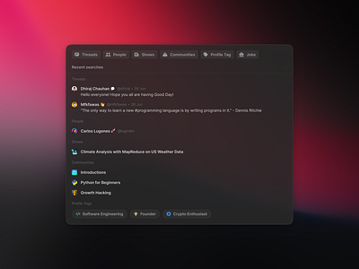 Search command community dark mode developer saas search ui ux