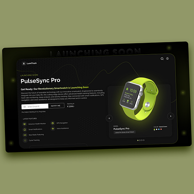 Smart watch Pre Launch webpage design branding graphic design ui