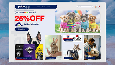 Petco Concept Bento Exploration always growing always learning bento design bento grid concept design graphic design ju8 julianmaclin julzmcln landing page navigation ui pet assecories pets pride month sales ui user interface ux