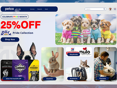 Petco Concept Bento Exploration always growing always learning bento design bento grid concept design graphic design ju8 julianmaclin julzmcln landing page navigation ui pet assecories pets pride month sales ui user interface ux