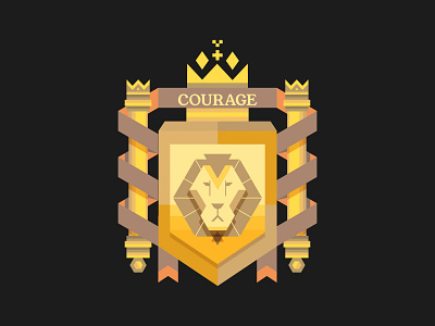 Courage Lion animal branding courage crest crown design digital editorial emblem front gold icon illustration indonesia king lion logo minimal sigil vector
