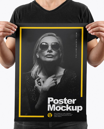 Free Download PSD Man With A2 Poster Mockup mockup designs