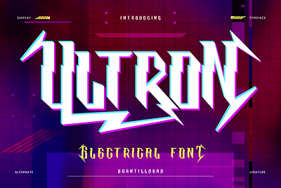 Ultron decorative font display font font font style lettering lightning typeface